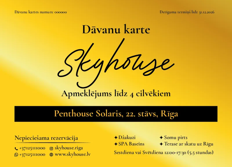 SkyHouse Penthouse spa day, weekend gift card design