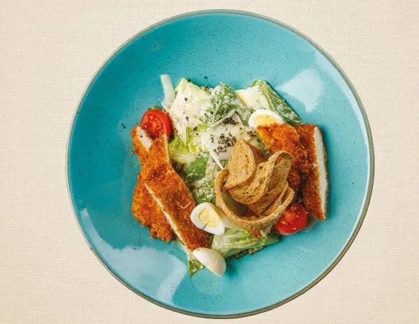 CAESAR SALAD WITH BREADED CHICKEN