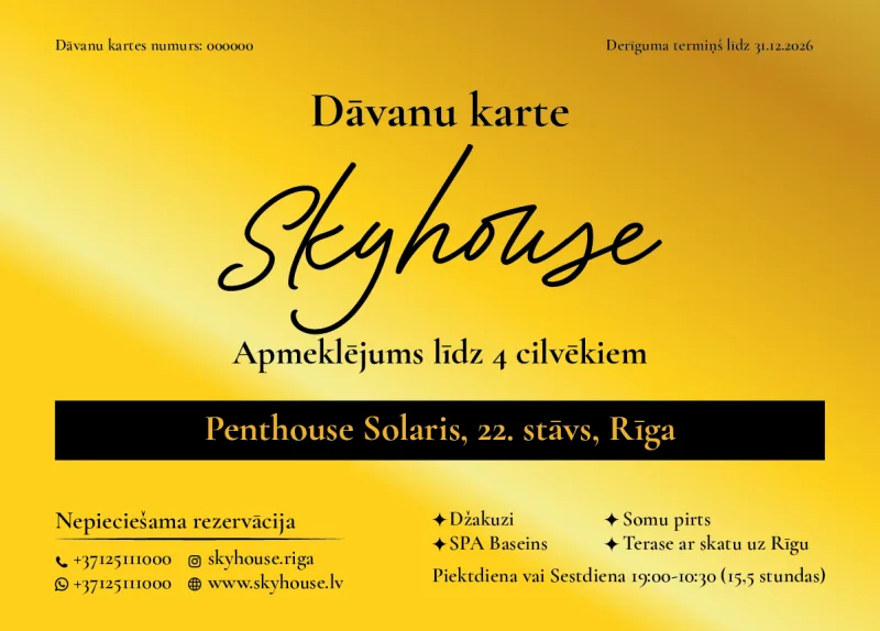 SkyHouse Penthouse overnight, Friday or Saturday gift card design
